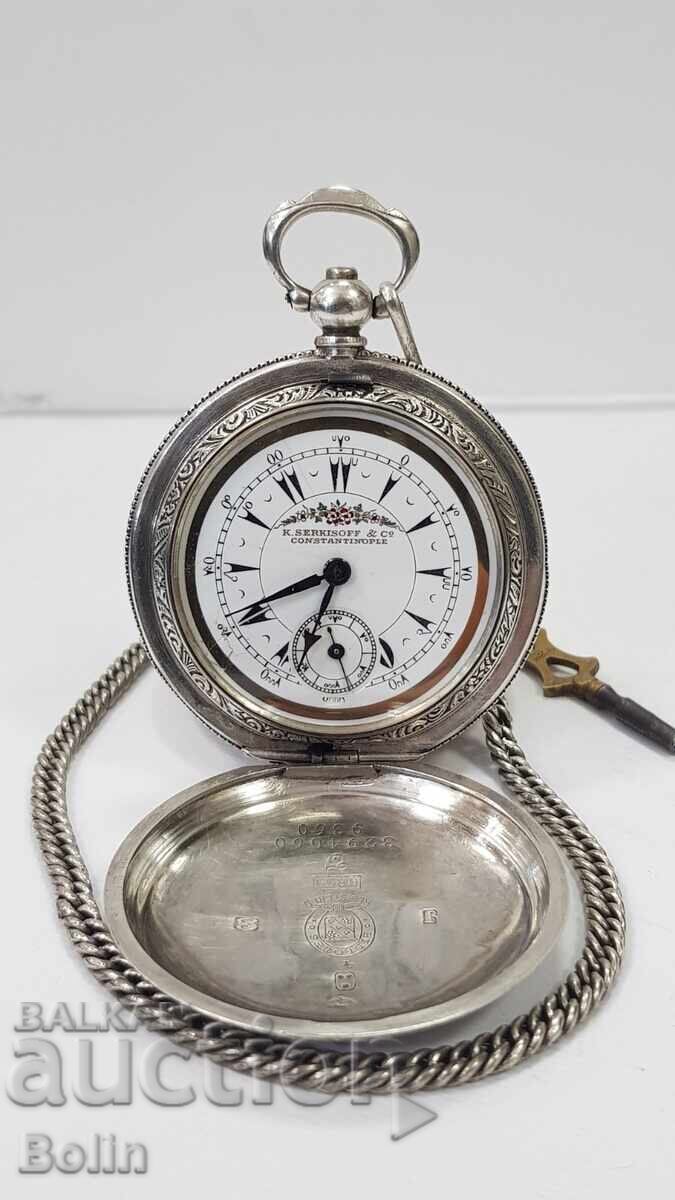 Ceas de buzunar otoman din argint K. SARKISOFF - BILLODES cu preț € 380.00 | 743.22 BGN Ceas de buzunar otoman din argint K. SARKISOFF - BILLODES cu preț € 380.00 | 743.22 BGN
