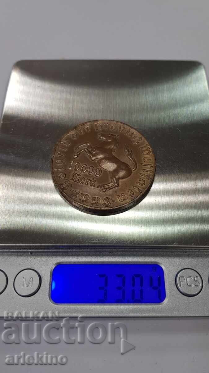 Monedă bronz rară 10 000 mărci 1923 Germania - 5