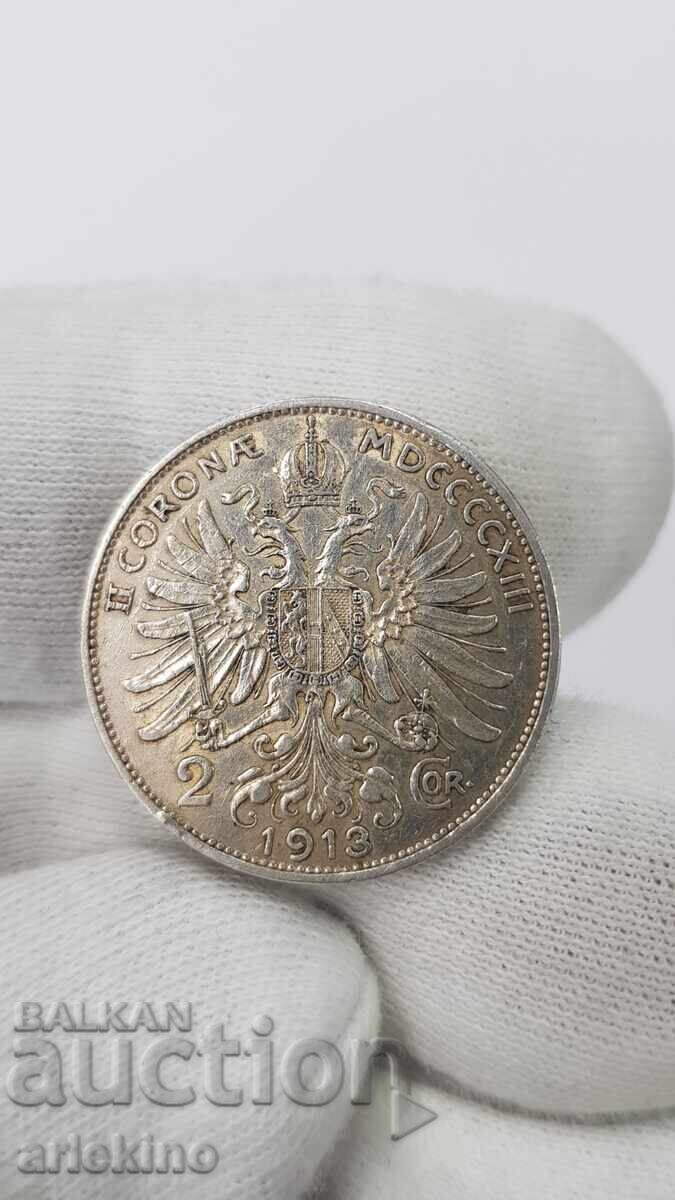 Monedă de colecție din argint 2 coroane 1913 Austria, Ungaria Monedă de colecție din argint 2 coroane 1913 Austria, Ungaria