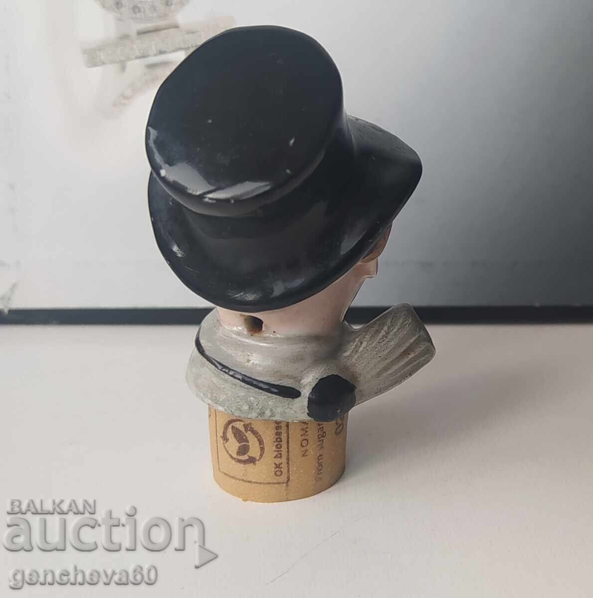 Antique German porcelain wine bottle stopper - 5