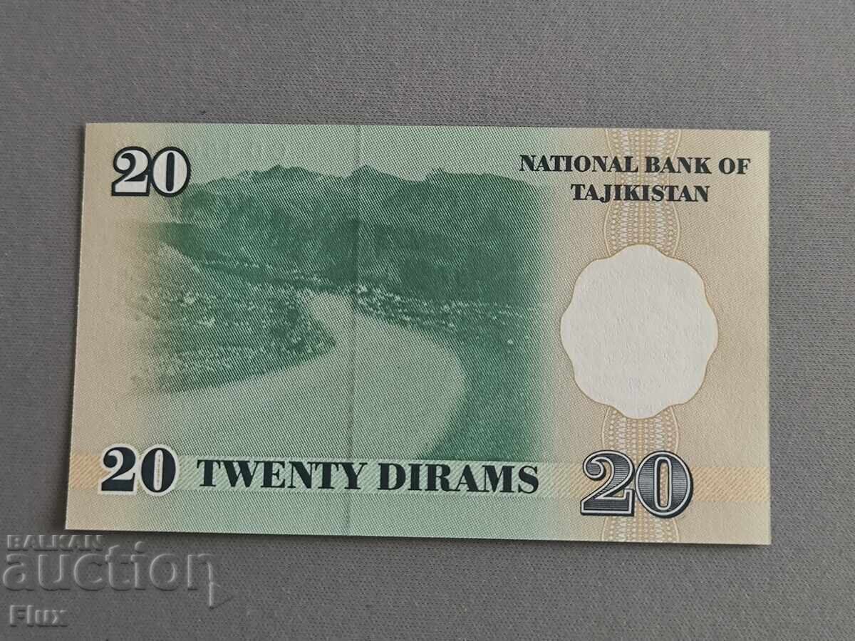 Bancnota - Tadjikistan - 20 Dirhams UNC | 1999 cu preț € 1.79 | 3.50 BGN