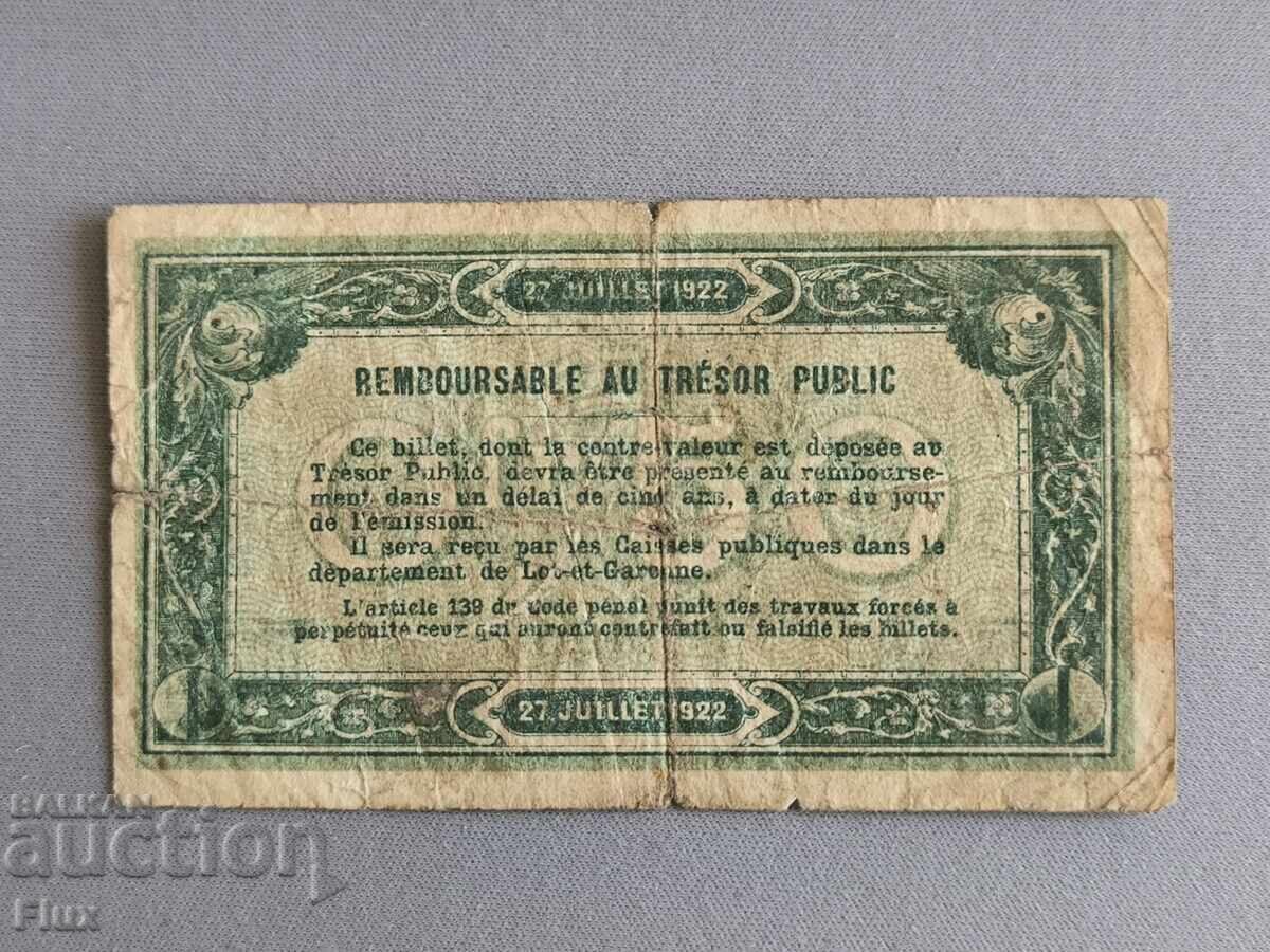 Bancnotă - Franța - 0,5 (jumătate) franc | 1922 cu preț € 9.00 | 17.60 BGN
