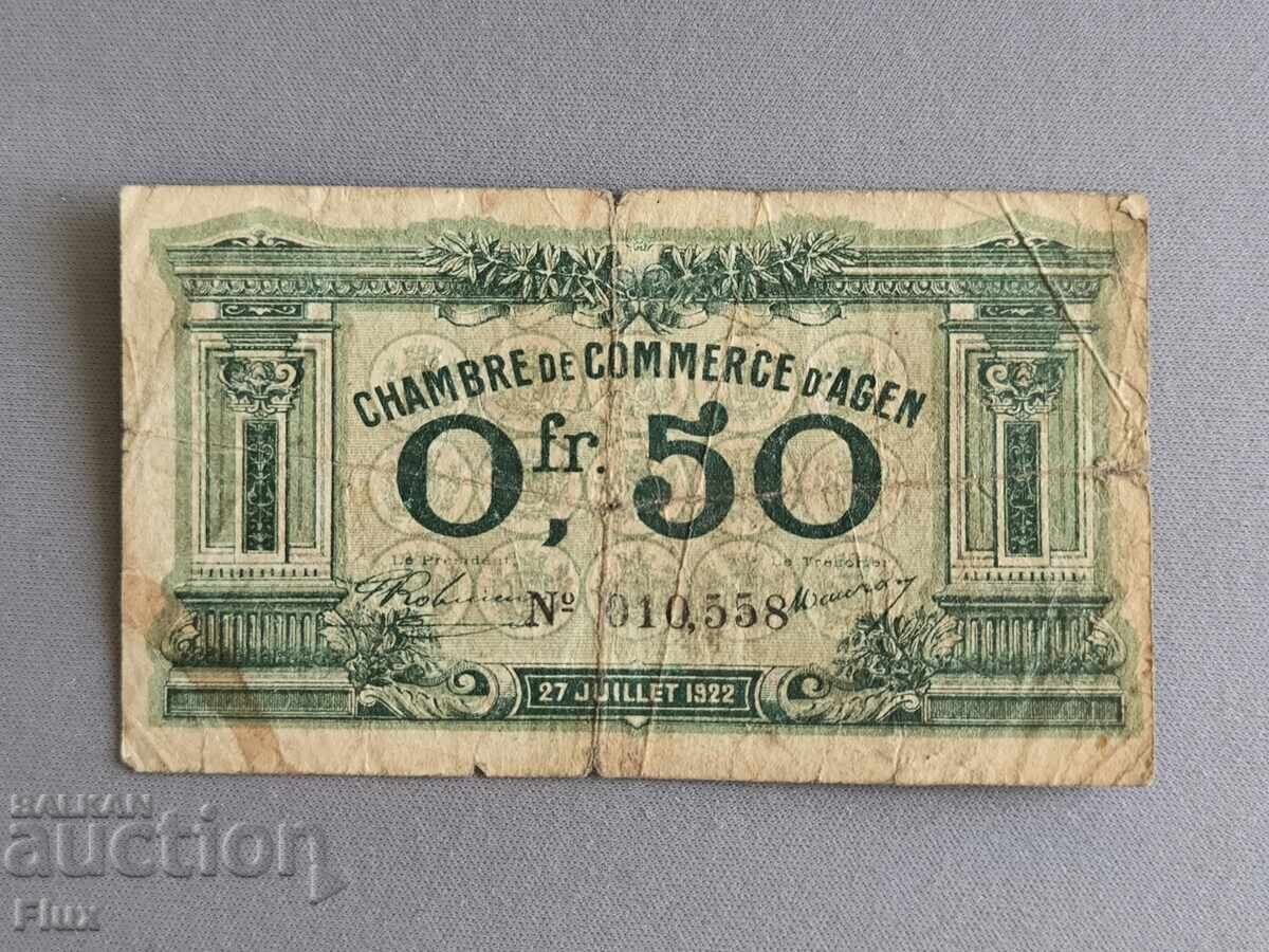 Bancnotă - Franța - 0,5 (jumătate) franc | 1922