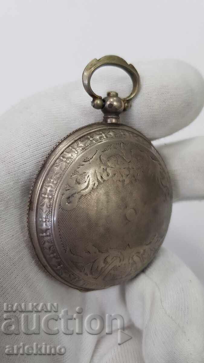 Silver Pocket Turkish Ottoman Watch LOUIS PERET - 7