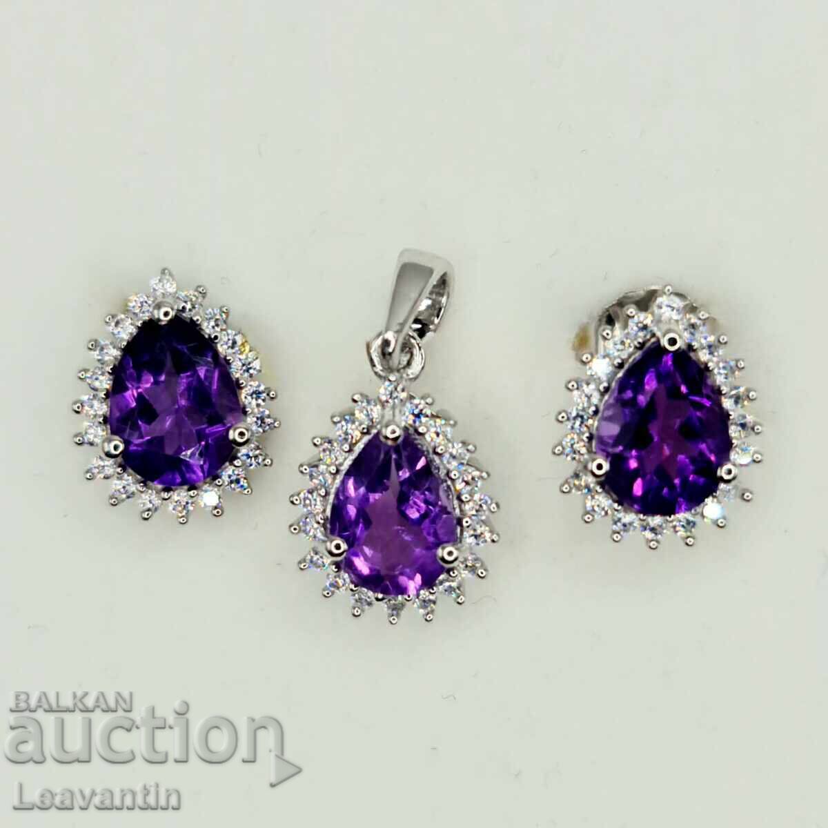 Auction  Silver set with Natural Amethyst