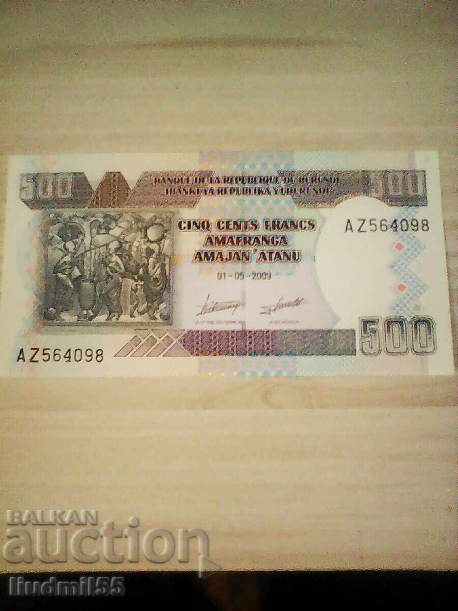 BURUNDI 500 FRANCI 2009 UNC