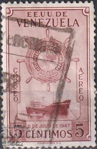 Timbre ștampilat Flota Comercială Nava 1948 din Venezuela