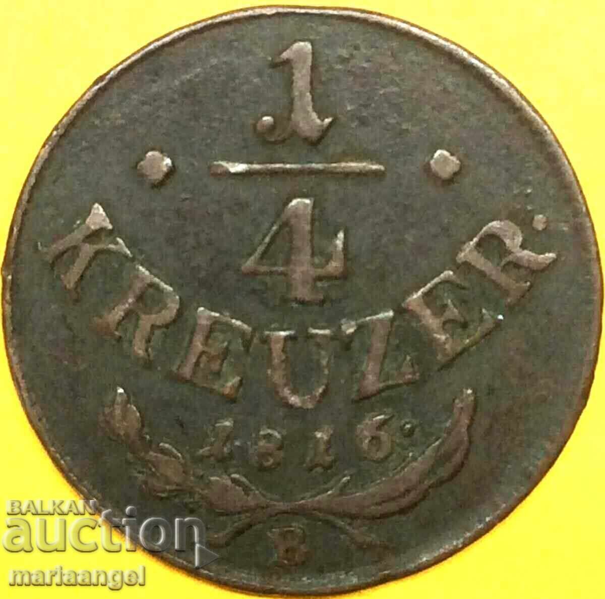 1/4 κρόιτσερ 1816 Αυστρία Β - Κρεμνίτς χαλκός