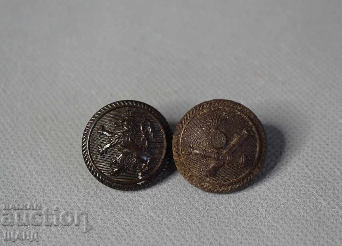 Regatul Bulgariei 2 nasturi de uniformă leu, artilerie 22mm