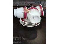 Auction - Set of 4 porcelain cups with saucers - Zaječar