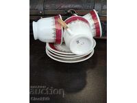 Auction - Set of 4 porcelain cups with saucers - Zaječar