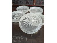 Set 5 suporturi de pahare din sticlă vintage grele