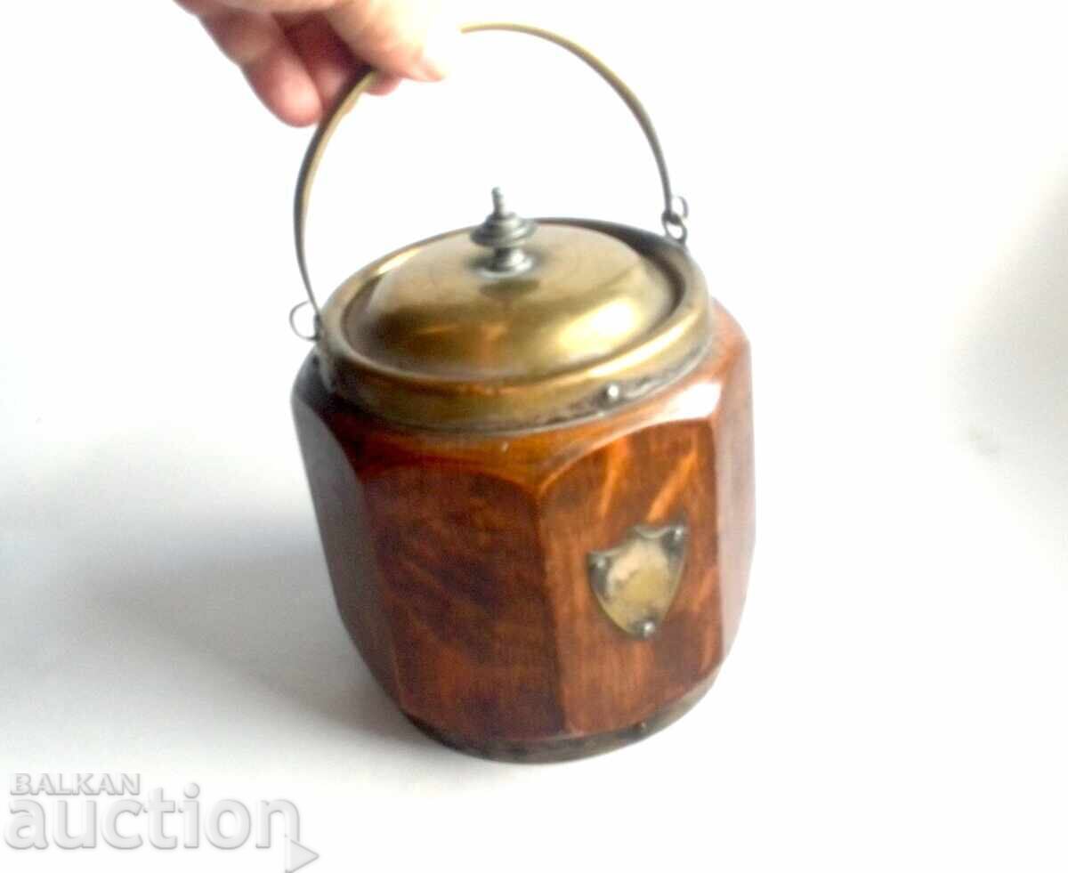 Butoi victorian englezesc din stejar pentru biscuiți cu capac și clemă - 6 Butoi victorian englezesc din stejar pentru biscuiți cu capac și clemă - 6