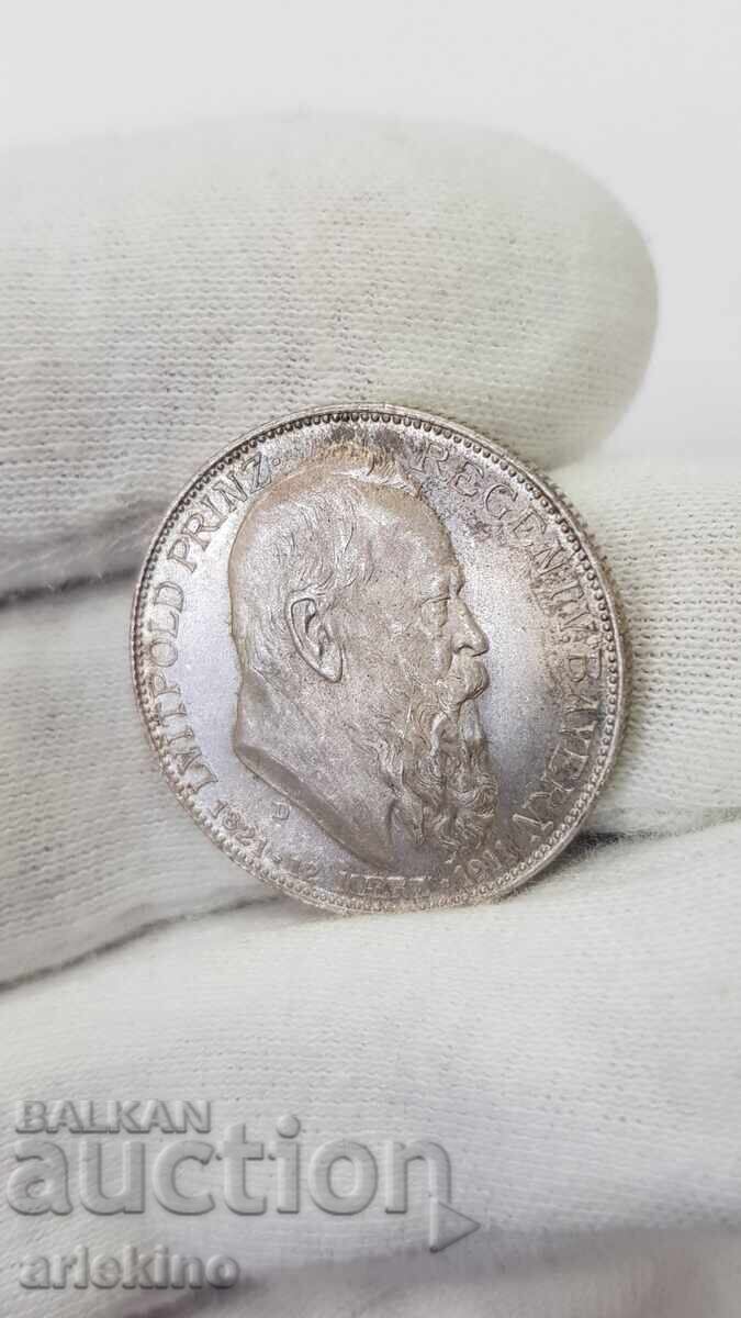 Licitație Monedă rară de argint 2 mărci 1911 D BAYERN