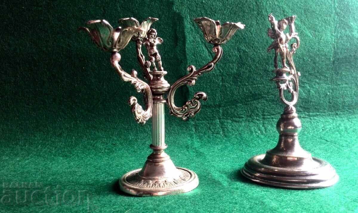 Candlesticks, candelabra, silver, with Cupid angel for three candles with price € 385.00 | 753.00 BGN