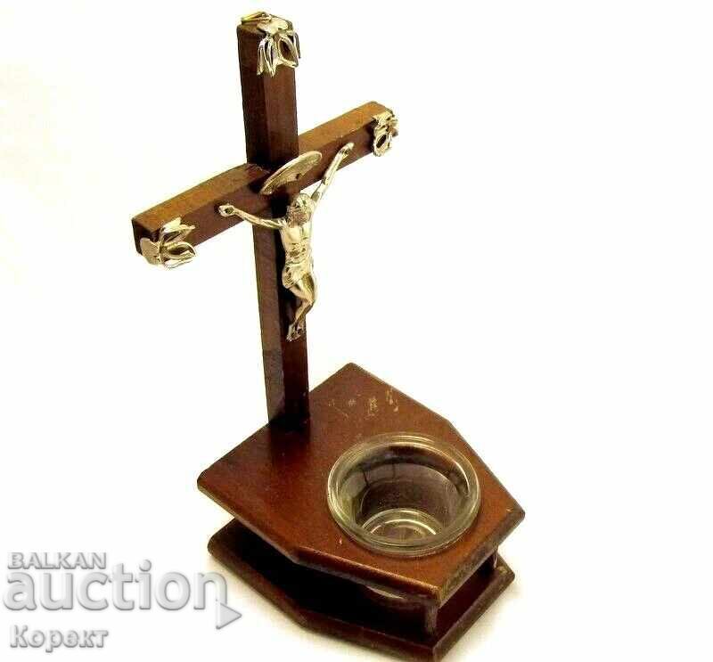 Cruce de masă din lemn, răstignire cu potir - 6