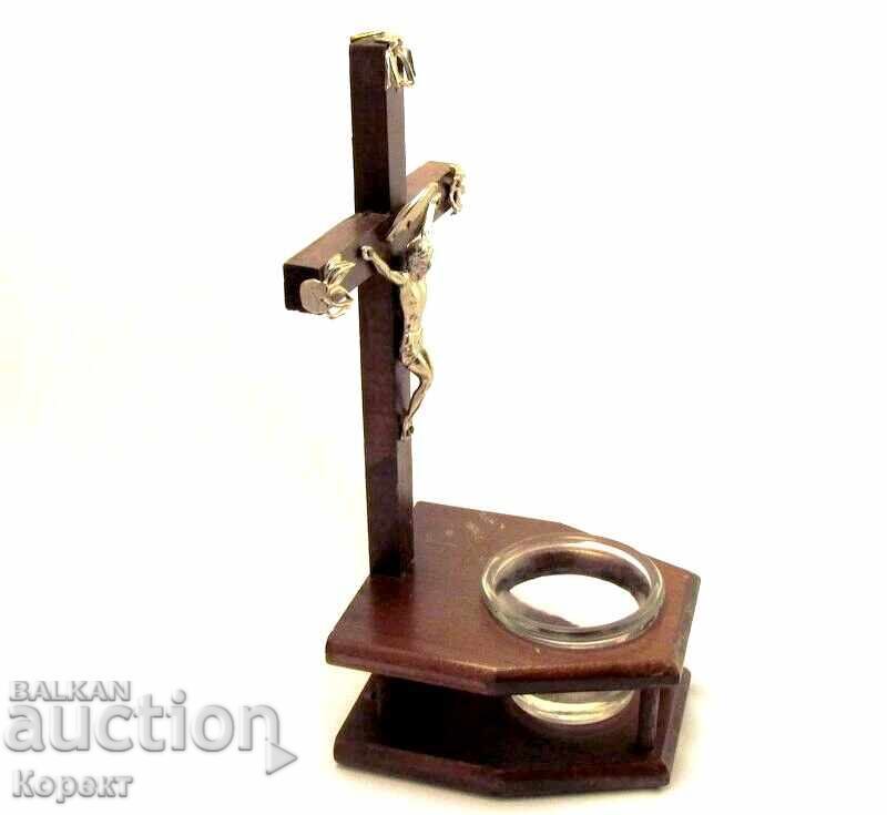 Cruce de masă din lemn, răstignire cu potir - 7