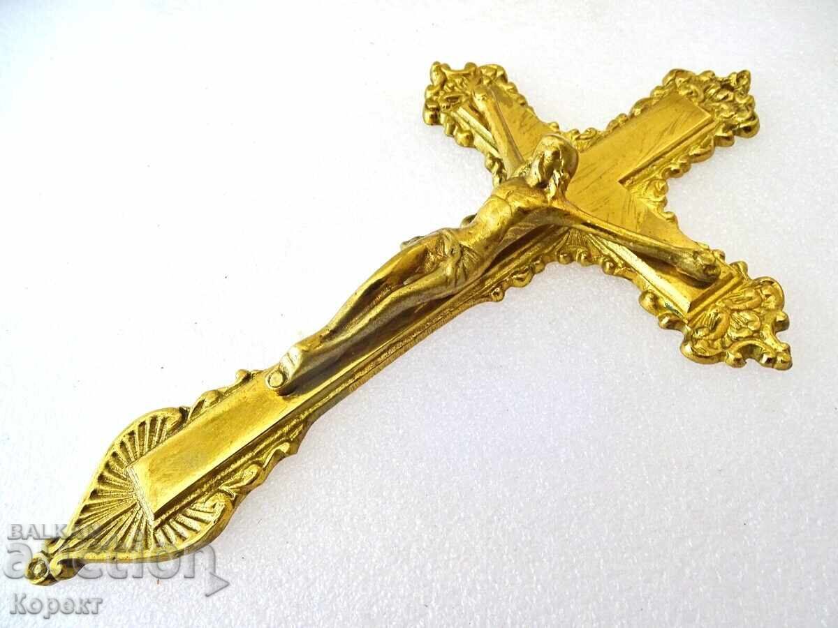 Livrarea Cruce de perete catolică veche din bronz PKC4
