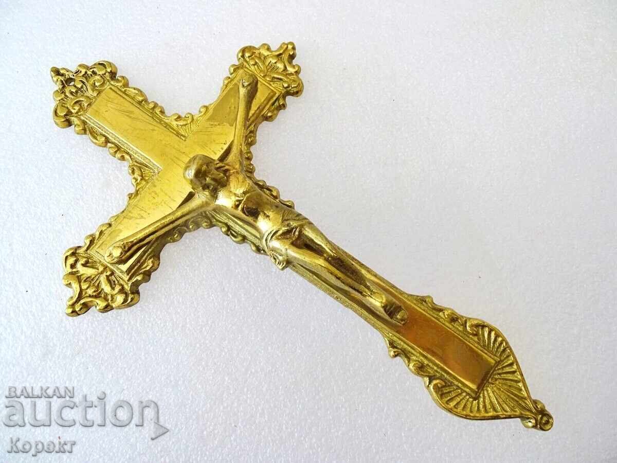 Cruce de perete catolică veche din bronz PKC4 - 5