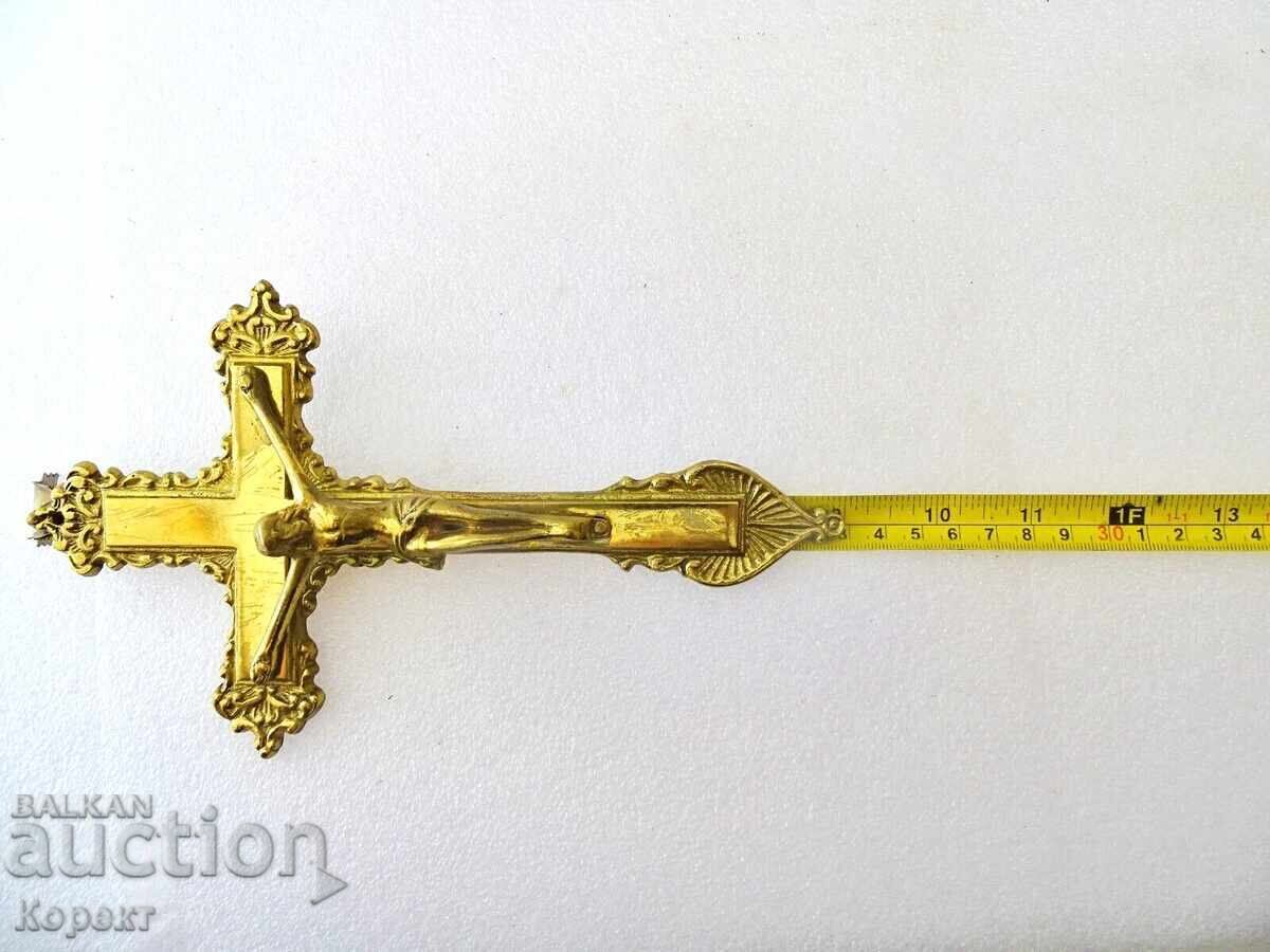 Cruce de perete catolică veche din bronz PKC4 - 6