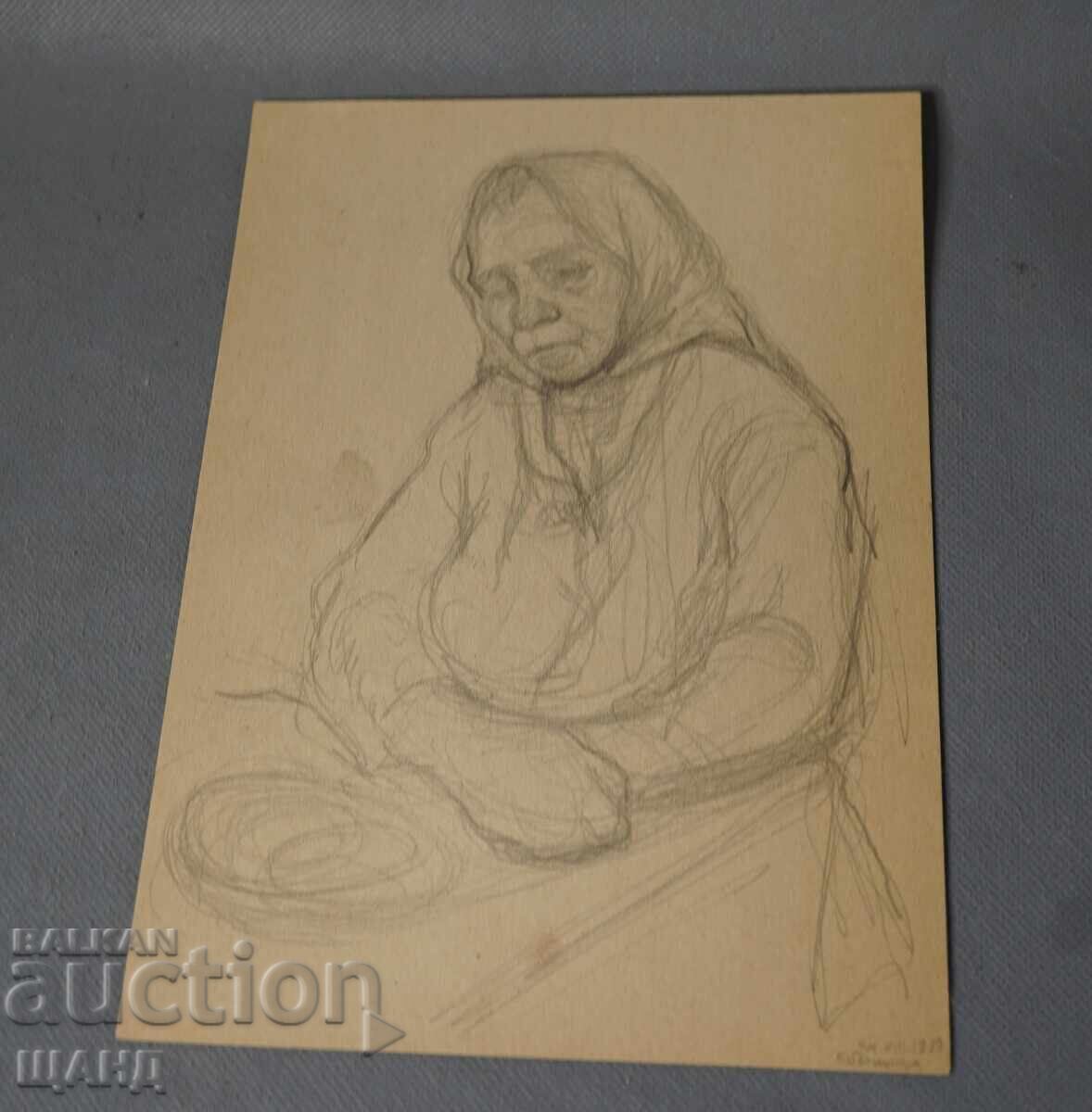 Desen vechi de maestru, portret cu creion, femeie Desen vechi de maestru, portret cu creion, femeie