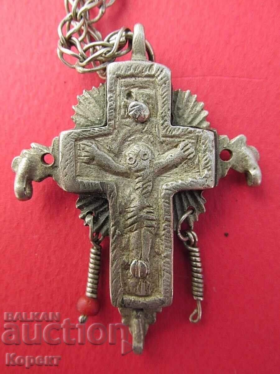Auction  Medieval Revival Silver Alloy Chest Cross