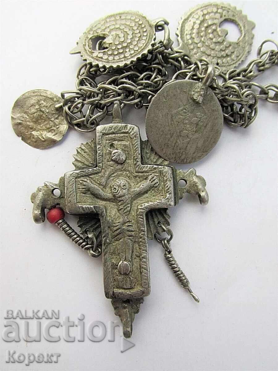 Cruce pectorală renascentistă medievală din aliaj de argint - 5