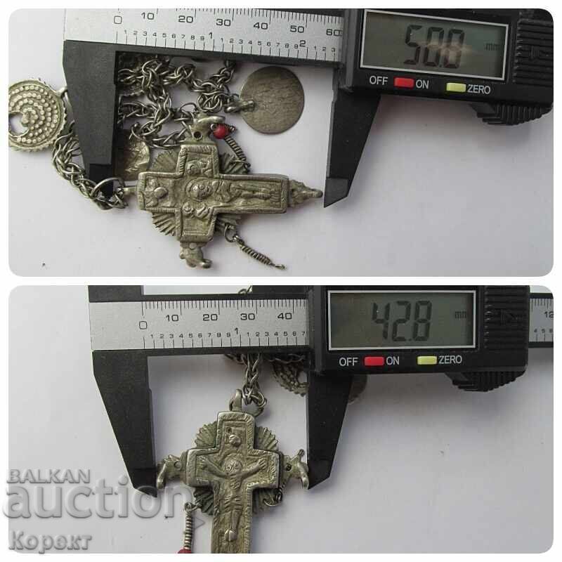 Cruce pectorală renascentistă medievală din aliaj de argint - 7
