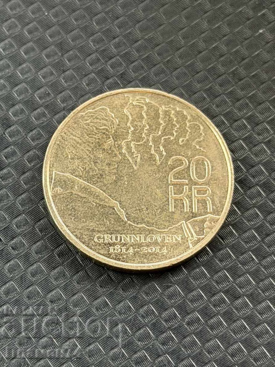 20 coroane 2014 Norvegia Constituția 20 coroane 2014 Norvegia Constituția