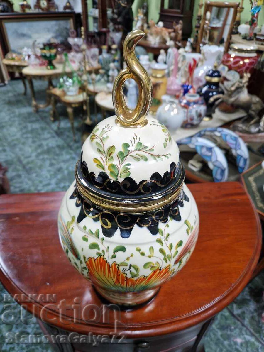 Livrarea Bol superb din porțelan belgian, borcan H. BEQUET