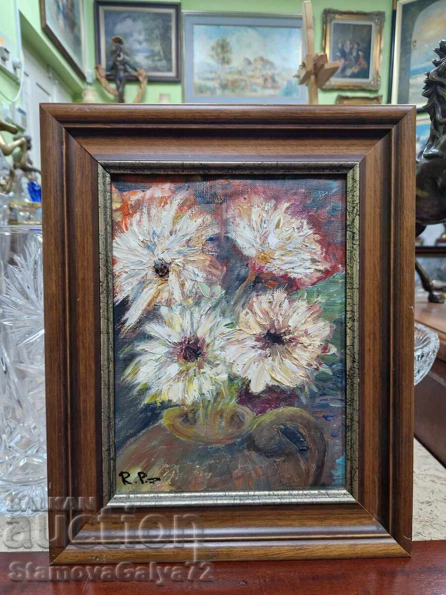 Pictură antică superbă, ulei pe pânză, natură statică cu preț € 77.00 | 150.60 BGN
