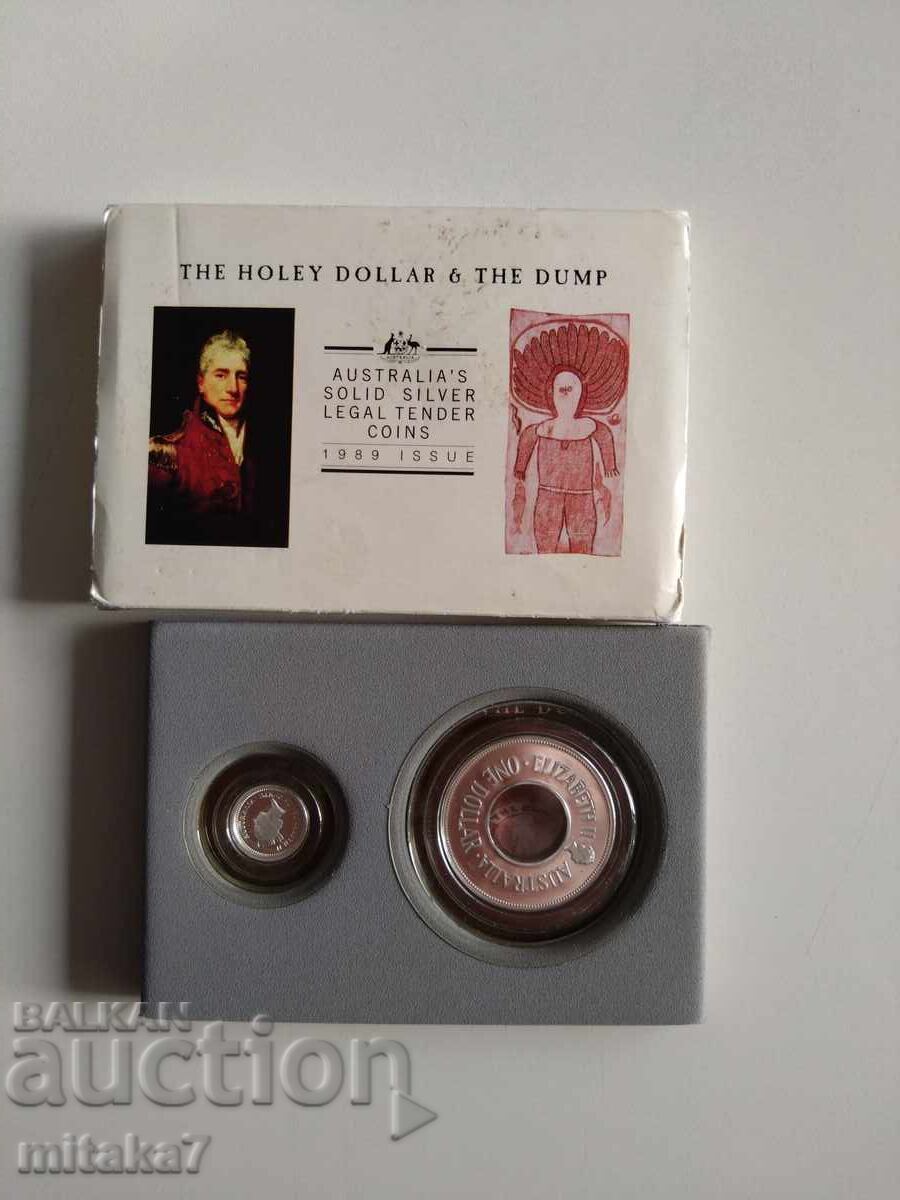 Monedă de argint "The Holey dollar & The Dump", 1,25oz, 999