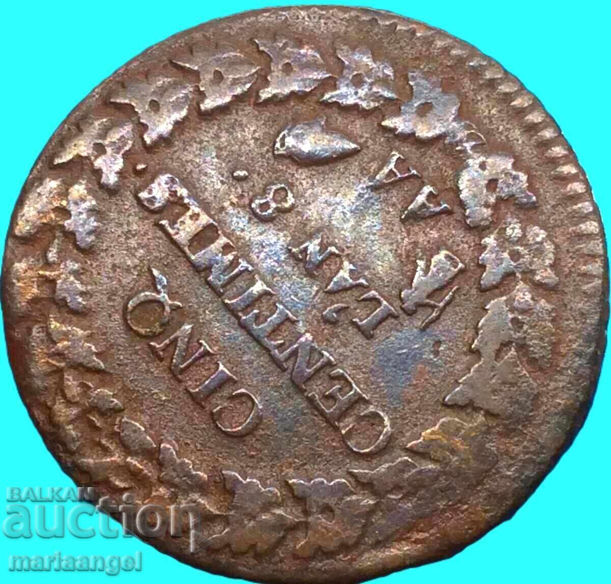 France 5 centimes 1799 LAN 8 France Consulate of Napoleon - 6