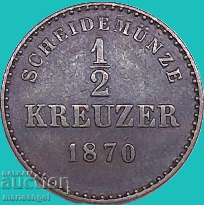 1/2 Kreuzer 1870 Württemberg Germany Karl - 7