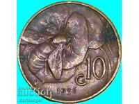 10 Centesimi 1936 Italy Rome Bee - Rare Year