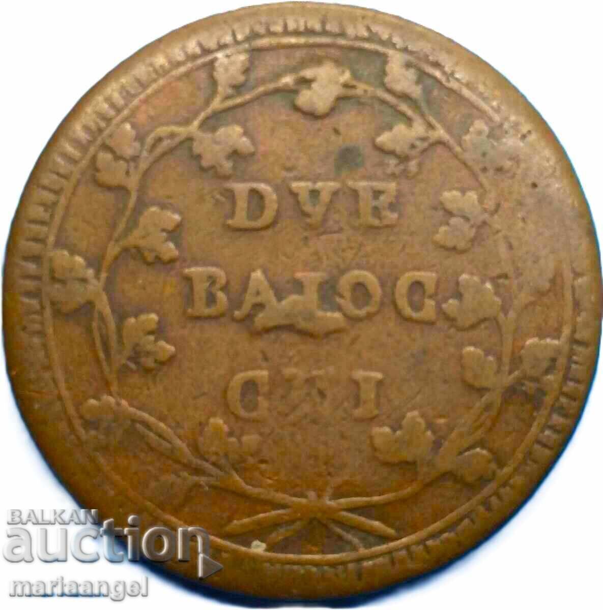 Δημοπρασία First Roman Republic 2 bayochi 1798 -1799 Vatican 35mm 19g