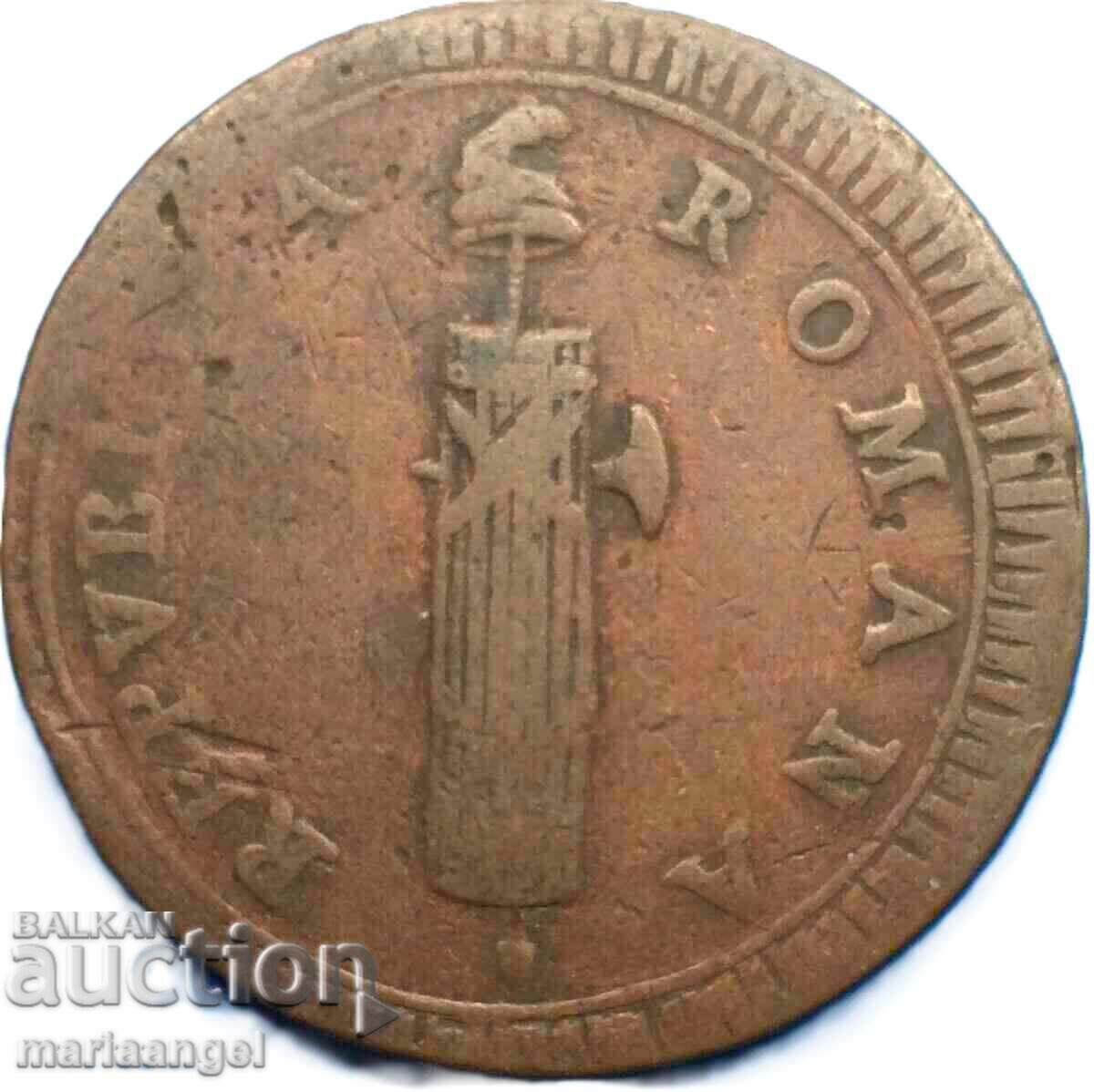 Παράδοση First Roman Republic 2 bayochi 1798 -1799 Vatican 35mm 19g