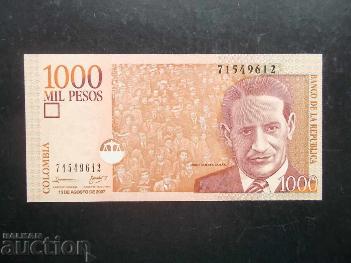 COLUMBIA, 1000 pesos, 2007, UNC