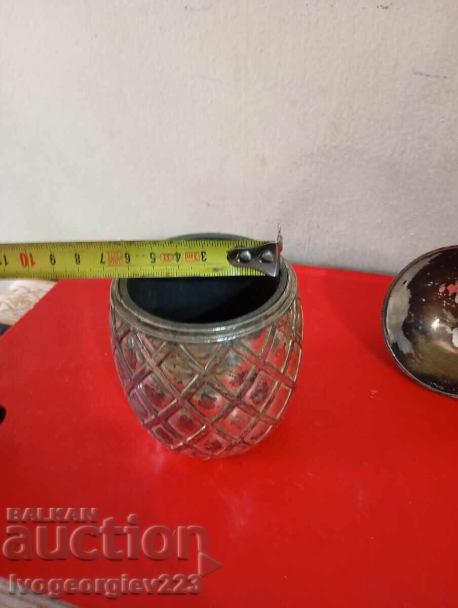 Доставка на Винтидж посребрена кутия,цигаретник-ананас