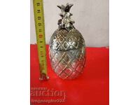 Винтидж посребрена кутия,цигаретник-ананас