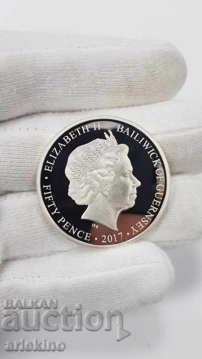 Συλλεκτικό ασημένιο νόμισμα 50 πένες 2017 "Spitfire" - 5