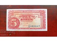 Czechoslovakia 5 kroner 1945 UNC