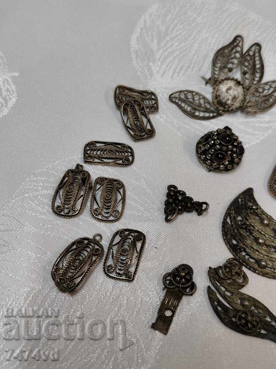 Lot antic de detalii filigranate vechi, rămase, bijuterii - 5