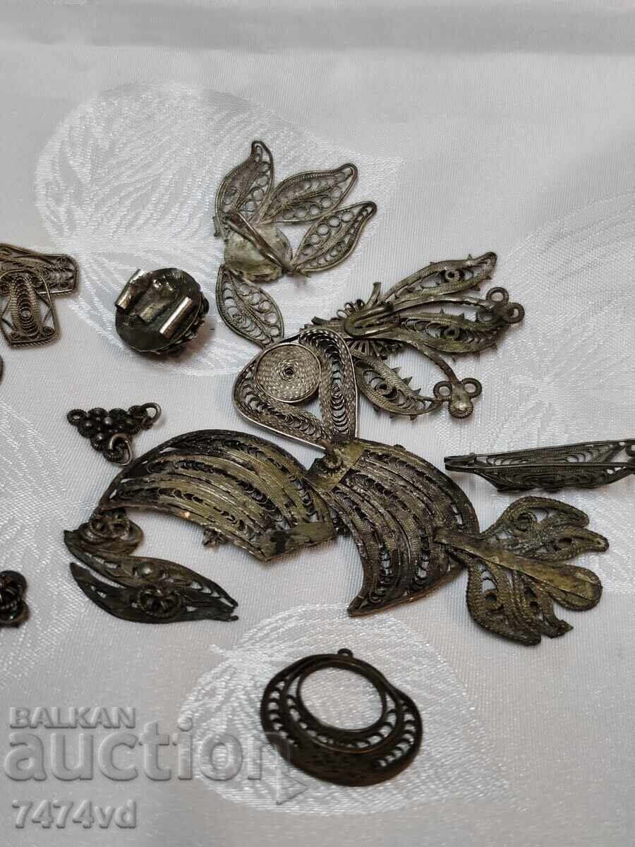 Lot antic de detalii filigranate vechi, rămase, bijuterii - 6
