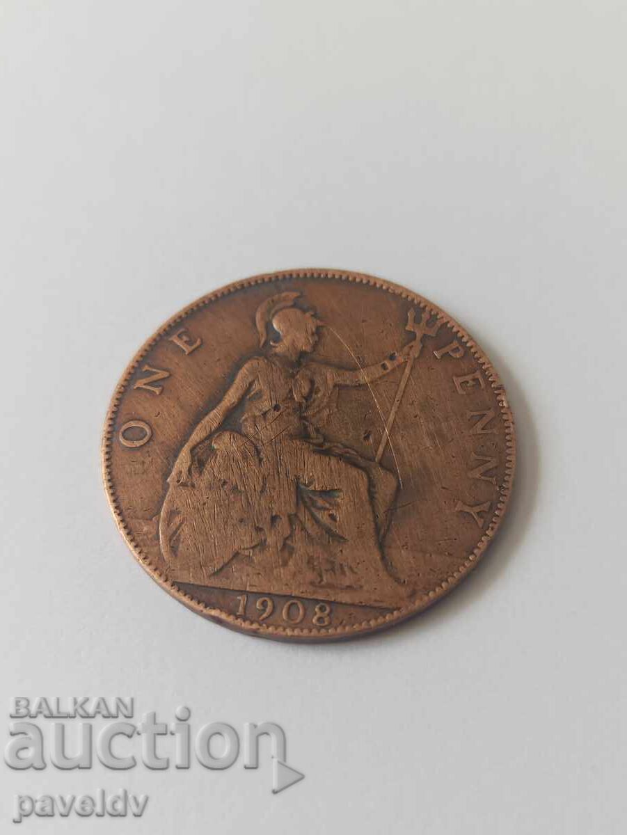 1 пени - 1908год. с цена € 5.00 | 9.78 лв.