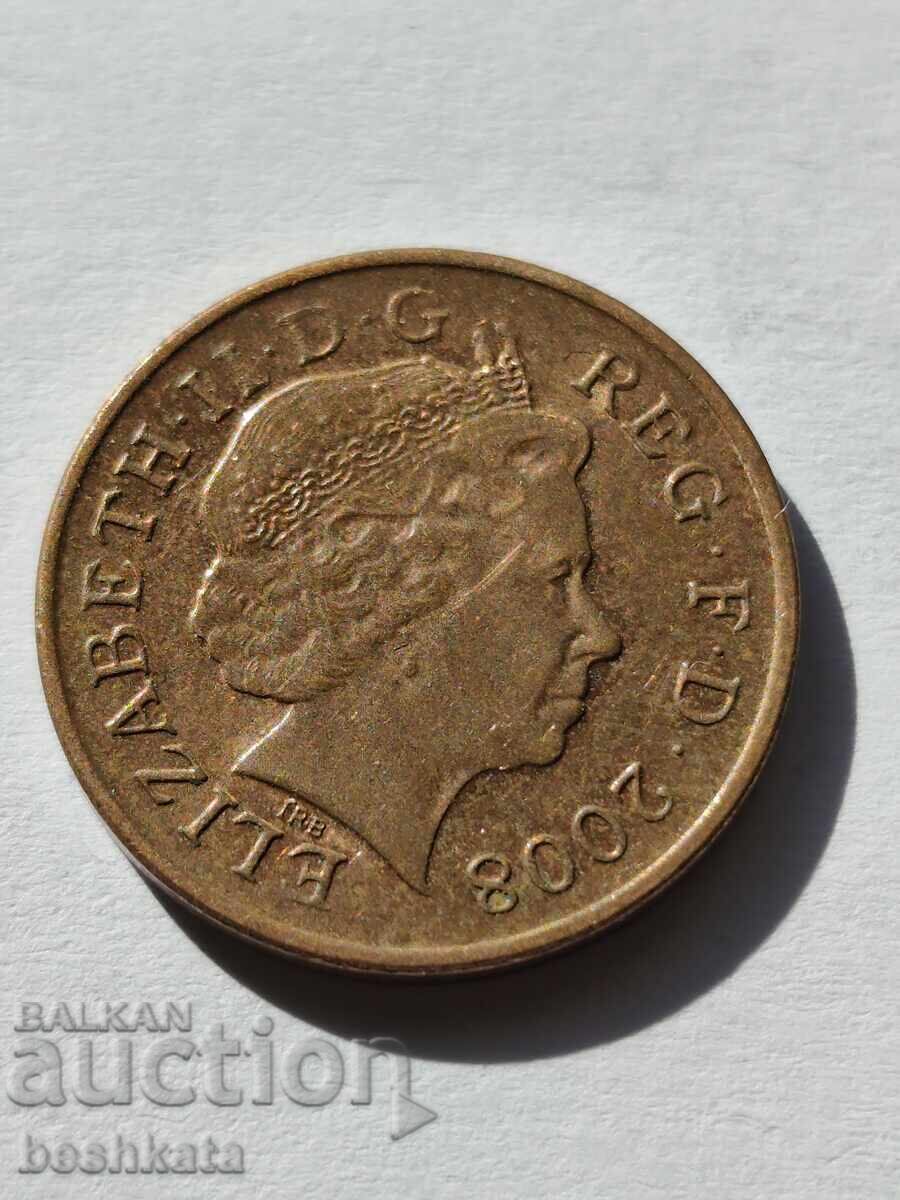 Marea Britanie - 1 penny (2008) Fragment din stema regală