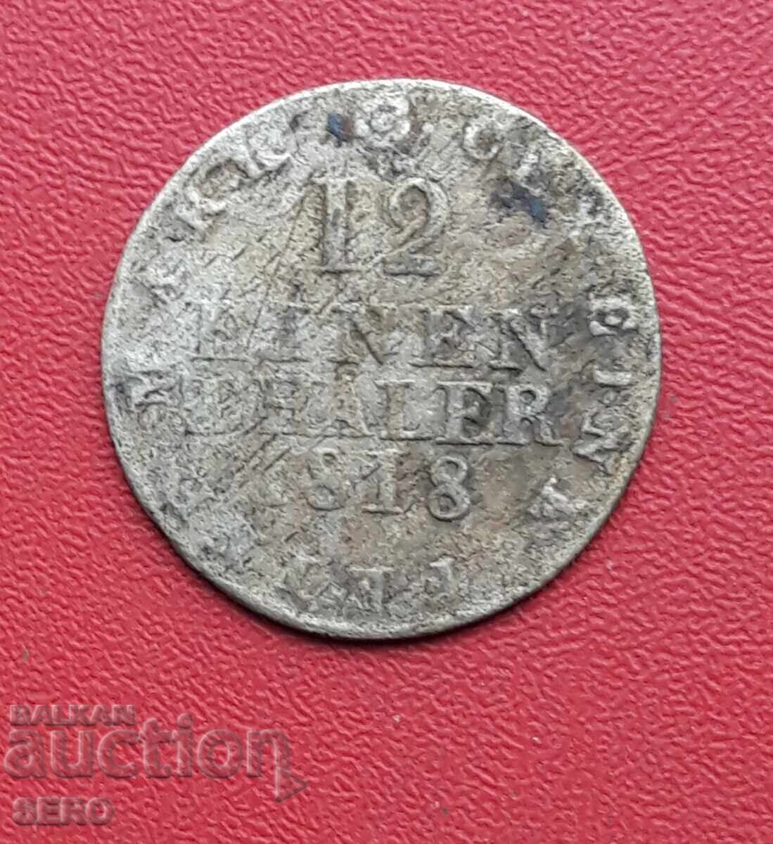 Германия-Саксония-1/12 талер 1818
