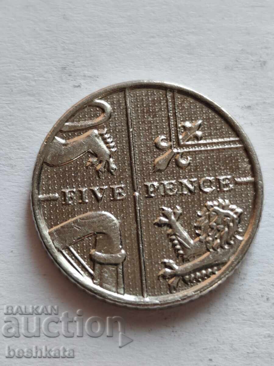 Marea Britanie - 5 pence (2013) cu preț € 0.25 | 0.49 BGN
