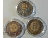 Lot of three 5-leva coins in excellent condition