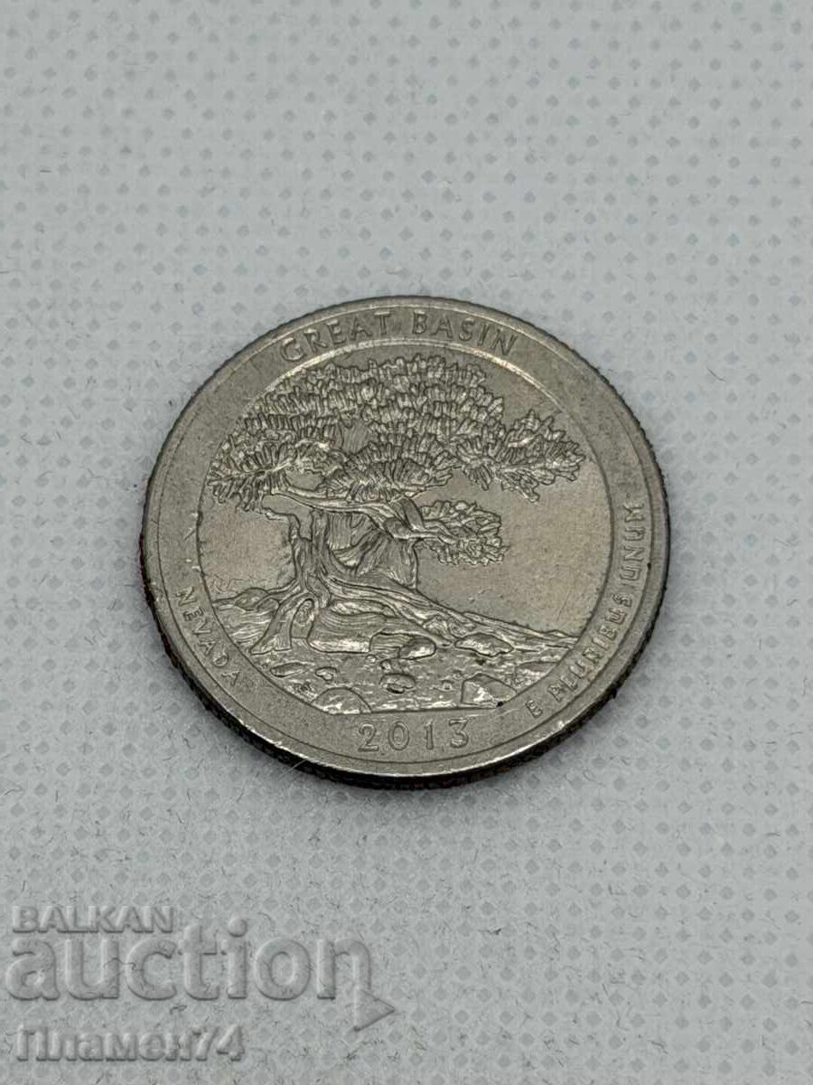 1/4 δολάριο 2013 ΗΠΑ Μεγάλη Λεκάνη με τιμή € 1.00 | 1.96 BGN